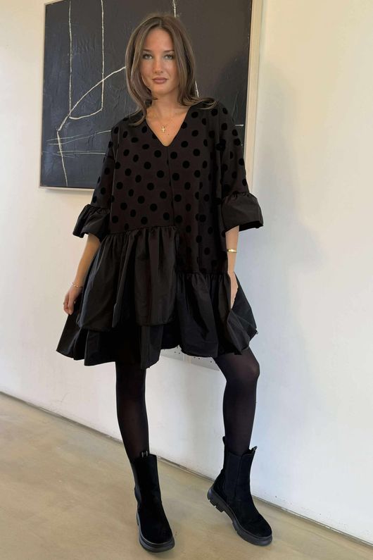 Oscar Rue Dress Polka Dot Black 